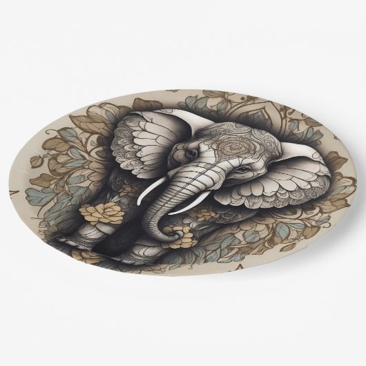 象威厳のある曼荼羅 ペーパープレート (アングル)