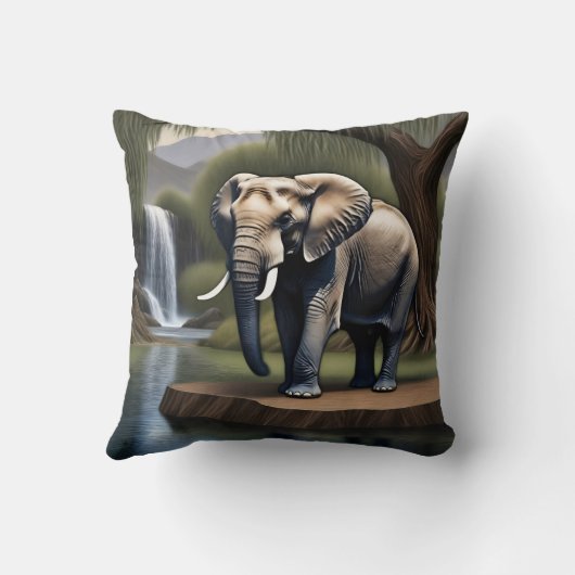象威厳のある象アットトランクルウォーターフォールオアシス クッション (裏面)