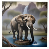 象威厳のある象バイトランクウォーターフォールDusk タイル (正面)