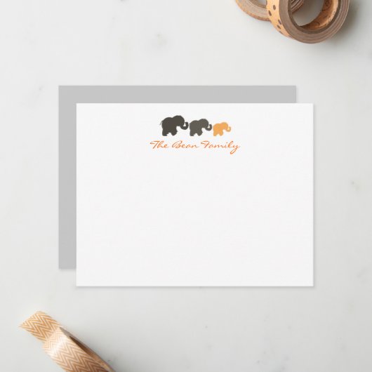 象家族平らなNotecards ノートカード (正面/裏面インサイチュ)