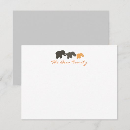 象家族平らなNotecards ノートカード (正面/裏面)