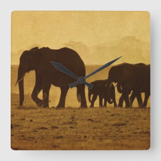 象家族 スクエア壁時計 (正面)