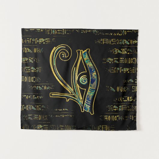 象形文字および大理石のHorusのエジプトの目 タペストリー (正面(横))