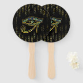 象形文字と大理石のホルスのエジプトの目 ハンドファン (正面&裏面)