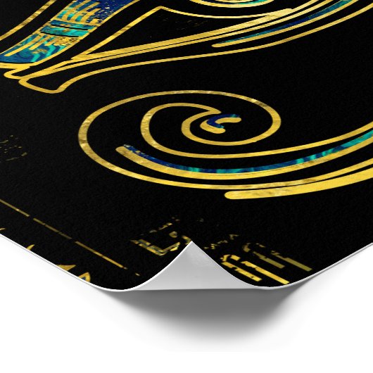 象形文字と大理石のホルスのエジプトの目 ポスター (角)