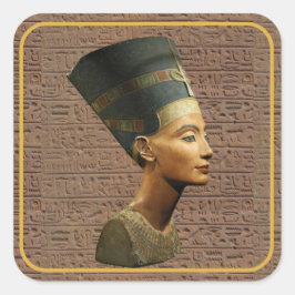 象形文字の背景のNefertiti正方形のステッカー スクエアシール