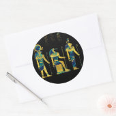 象形文字の金ゴールドと大理石のエジプトの神 ラウンドシール (封筒)