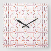 象形文字抽象芸術パターン壁時計 スクエア壁時計 (正面)