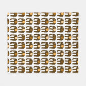 象形茶色の中性線 フリースブランケット (正面(横))