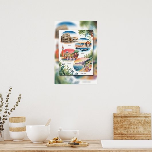 象徴的なイタリアンランドマーク ポスター (キッチン)