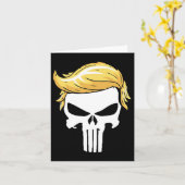 象徴的なトランプの髪の大統領サポーターと カード (黄色い花)