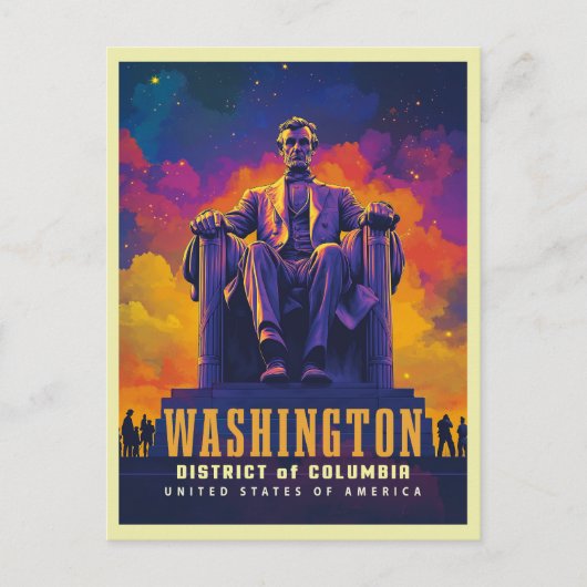 象徴的なリンカーン記念館があるワシントンD.C. ポストカード (正面)