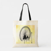 象徴的なロンドンのアトラクションペンとインクイエローベース トートバッグ (裏面)