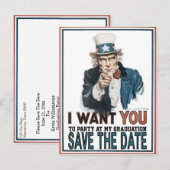 象徴的なヴィンテージの叔父サムが卒業日を救う 案内ポストカード (正面/裏面)