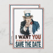 象徴的なヴィンテージアンクルサム卒業日を保存 案内ポストカード (正面/裏面)