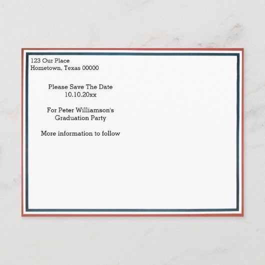 象徴的なヴィンテージアンクルサム卒業日を保存 案内ポストカード (裏面)