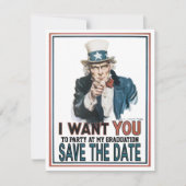 象徴的なヴィンテージアンクルサム卒業日を保存 案内状 (正面)