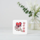 象徴的な愛スケルトンハンド提供ハート スクエア名刺 (スタンド正面)