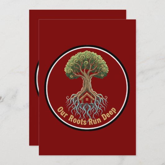 象徴的な生命の家族ツリー「私たちの根は深い」 招待状 (正面/裏面)
