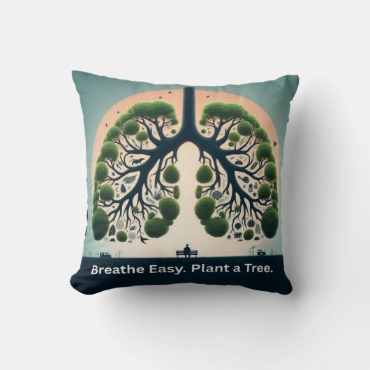 象徴的な緑の木の肺の環境芸術 クッション (正面)