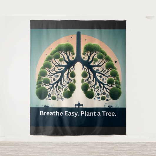 象徴的な緑の木の肺の環境芸術 タペストリー (正面)