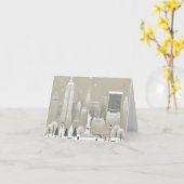 象徴的な自由の女神&ニューヨークのスカイラインホリデー カード (黄色い花)