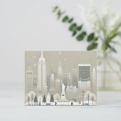 象徴的な自由の女神 & ニューヨークシティのスカイライン ホリデー シーズンポストカード (スタンド正面)