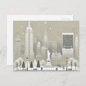 象徴的な自由の女神 & NYC スカイライン ホリデー シーズンポストカード (正面/裏面)