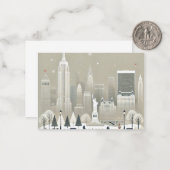 象徴的な自由の女神 & NYC スカイライン ホリデー ノートカード (正面/裏面インサイチュ)