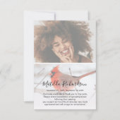 象徴的な赤い(鳥)ショウジョウコウカンチョウ写真追悼碑 サンキューカード (正面)