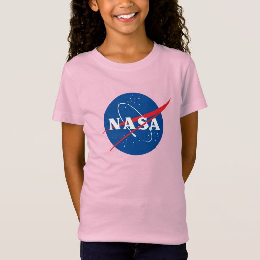 象徴的なNASAの女の子のプレミアム天空ピンクTシャツ Tシャツ (正面)