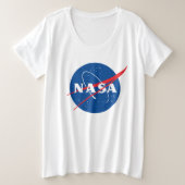 象徴的なNASAウィメンズプラスTシャツ（ロケットホワイト） プラスサイズTシャツ (デザイン正面)