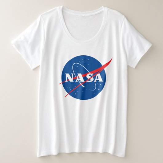 象徴的なNASAウィメンズプラスTシャツ(ロケットホワイト) プラスサイズTシャツ (デザイン正面)