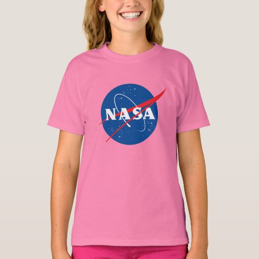 象徴的なNASAガールズコットンTシャツ（天空ピンク） Tシャツ (正面)