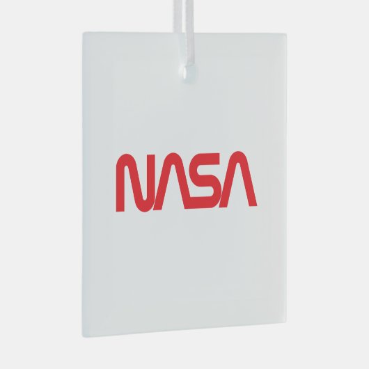 象徴的なNASAサーカロケットホワイトガラスホリデー ガラスオーナメント (正面右)