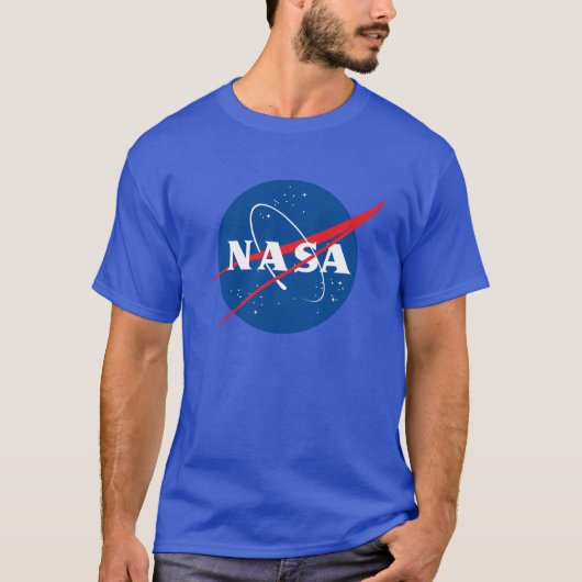 象徴的なNASAヘビーコットンTシャツ(ネプチューンブルー) Tシャツ (正面)