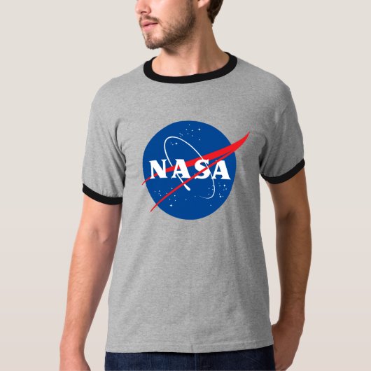 象徴的なNASAレトロムーングレー/ Eclipse Black Tシャツ (正面)
