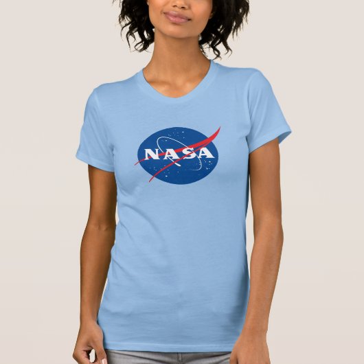 象徴的なNASA女性用スリムTシャツ(青) Tシャツ (正面)