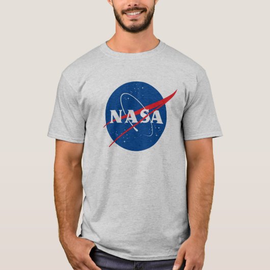 象徴的なNASA重い綿Tシャツ（ムーングレー） Tシャツ (正面)