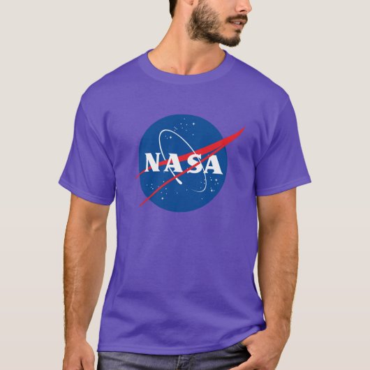 象徴的なNASA重い綿Tシャツ(星雲パープル) Tシャツ (正面)