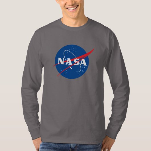 象徴的なNASA長袖Tシャツ（ダークサイドグレー） Tシャツ (正面)