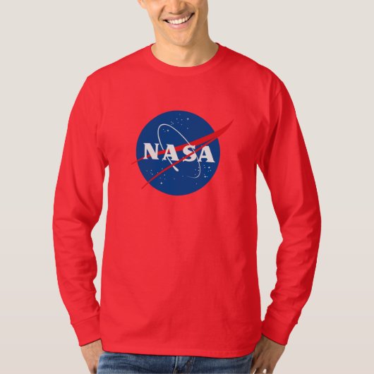 象徴的なNASA長袖Tシャツ(彗星レッド) Tシャツ (正面)