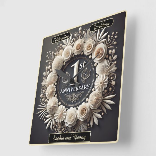 象徴的紙アートの愛 スクエア壁時計 (傾斜)