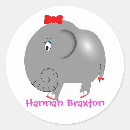 象忘れ名ラパーソナライズされたベル ラウンドシール (正面)