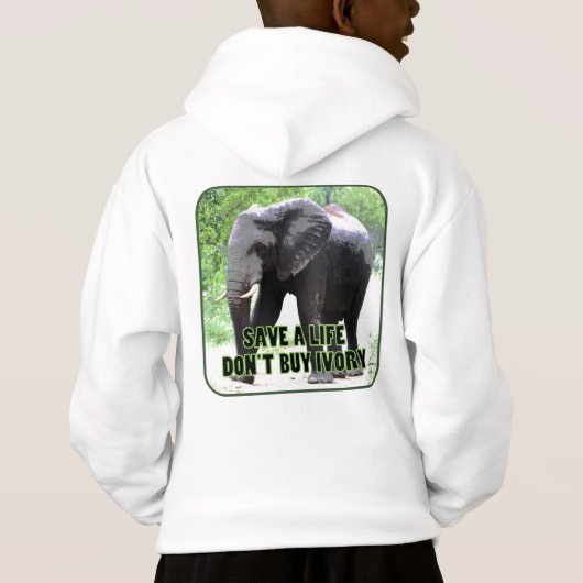 象救の命はアイボリーで買フード付きスウェットシャツ (裏面)