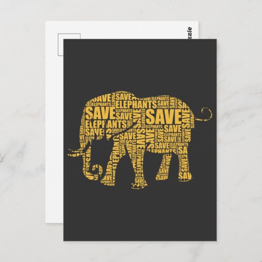 象救象サファリ象保護動物 ポストカード (正面/裏面)