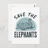 象救野生動物活動家ゾウ・ラブ ポストカード (正面/裏面)