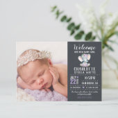 象新生児ガールシャルボードフォト誕生 案内状 (スタンド正面)