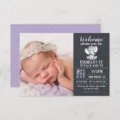 象新生児ガールシャルボードフォト誕生 案内状 (正面/裏面)