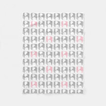 象毛布-灰色およびピンク